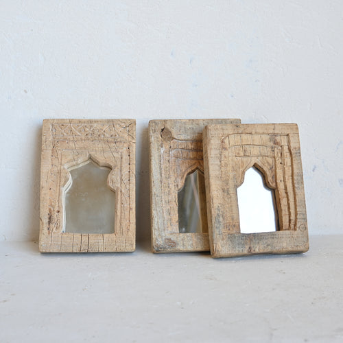 Indian carved mini temple  mirror 001
