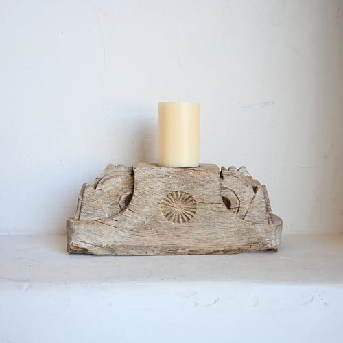 Indian Carved Base Candle stand 296923 A