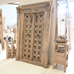 Vintage Indian carved door with iron detail (with frame) 260618