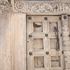 Vintage Indian carved door with iron detail (with frame) 260618